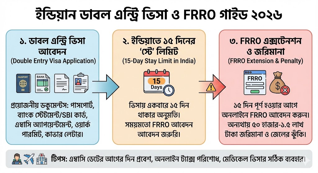 ইন্ডিয়ান ডাবল এন্ট্রি ভিসা ও FRRO নিয়ম ২০২৬