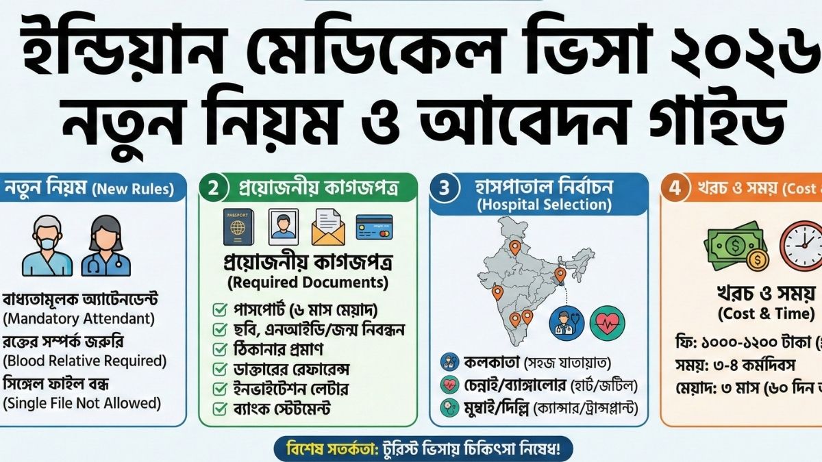ইন্ডিয়ান মেডিকেল ভিসা ২০২৬ আবেদন করার নিয়ম
