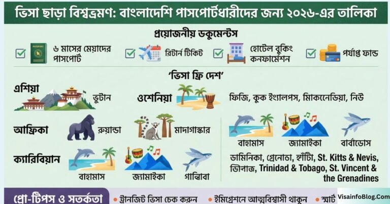 বাংলাদেশের পাসপোর্ট দিয়ে ভিসা ছাড়া কোন কোন দেশে যাওয়া যায়