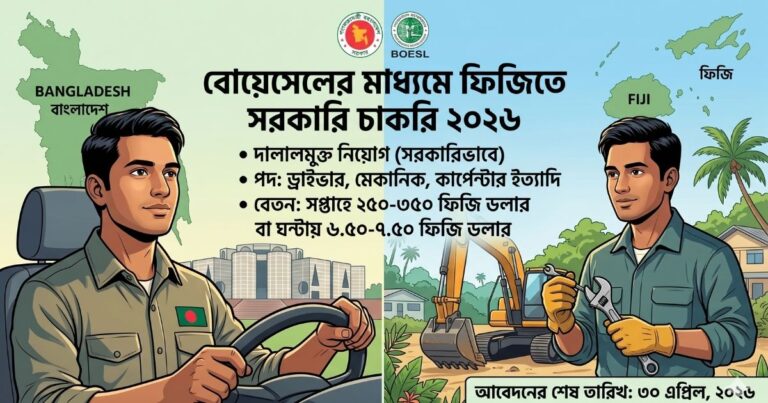 বোয়েসেল (BOESL) এর মাধ্যমে ফিজিতে সরকারিভাবে চাকরি ২০২৬ আবেদন পদ্ধতি, খরচ ও বিস্তারিত